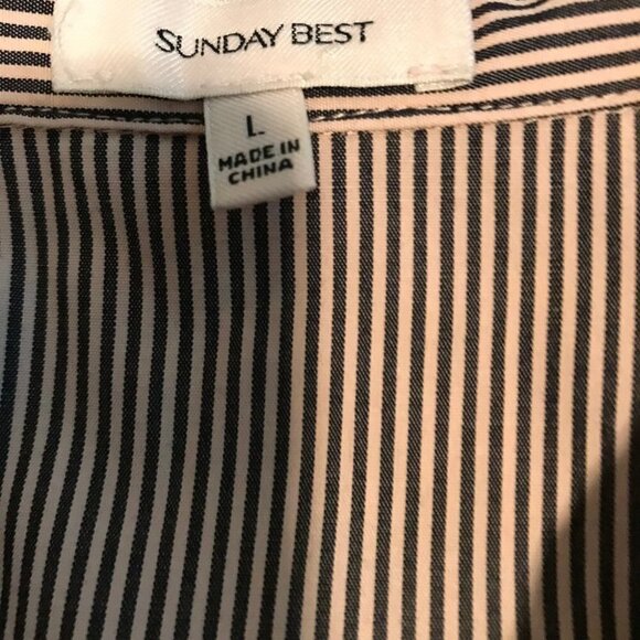 Nwot Sunday Best Striped Button Shirt Size L - Picture 6 of 8
